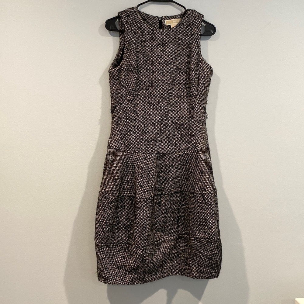 Michael Michael Kors Midi Two-Toned Wool Dress with Belt Loops - Size 6